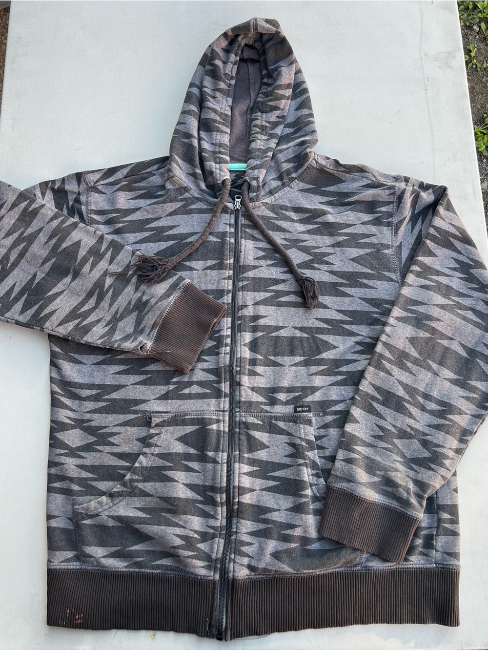 Men's Zip-Up Hooded Vest - Gray Geometric